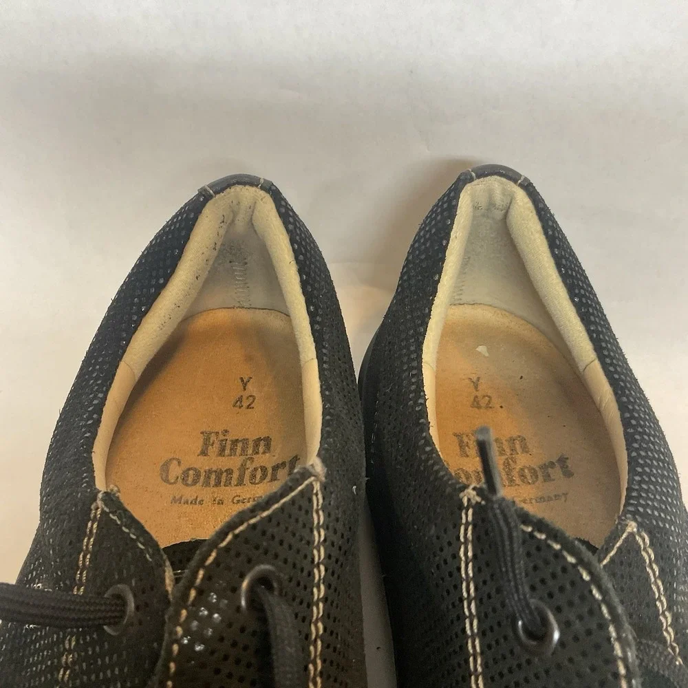 Finn Comfort Soho Comfort Sneakers Black Leather Women's Size 42/11-11.5
